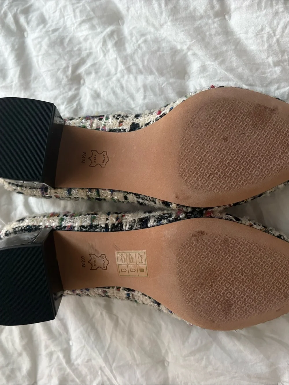 Tory Burch Black & Multicolor Tweed Pointed Ballet Flats